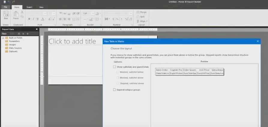 Power BI Report Builder screenshot 2