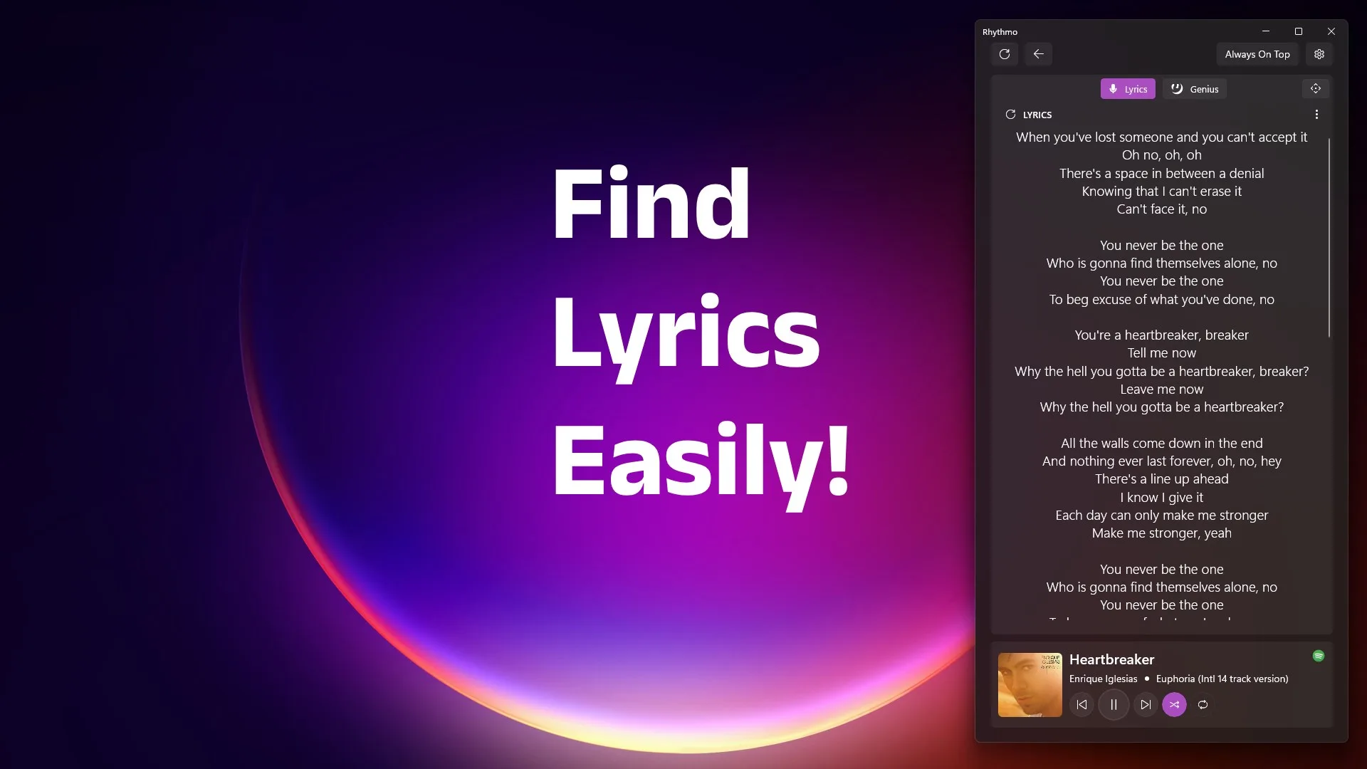 Rhythmo - Lyrics and Global Media Control screenshot 4