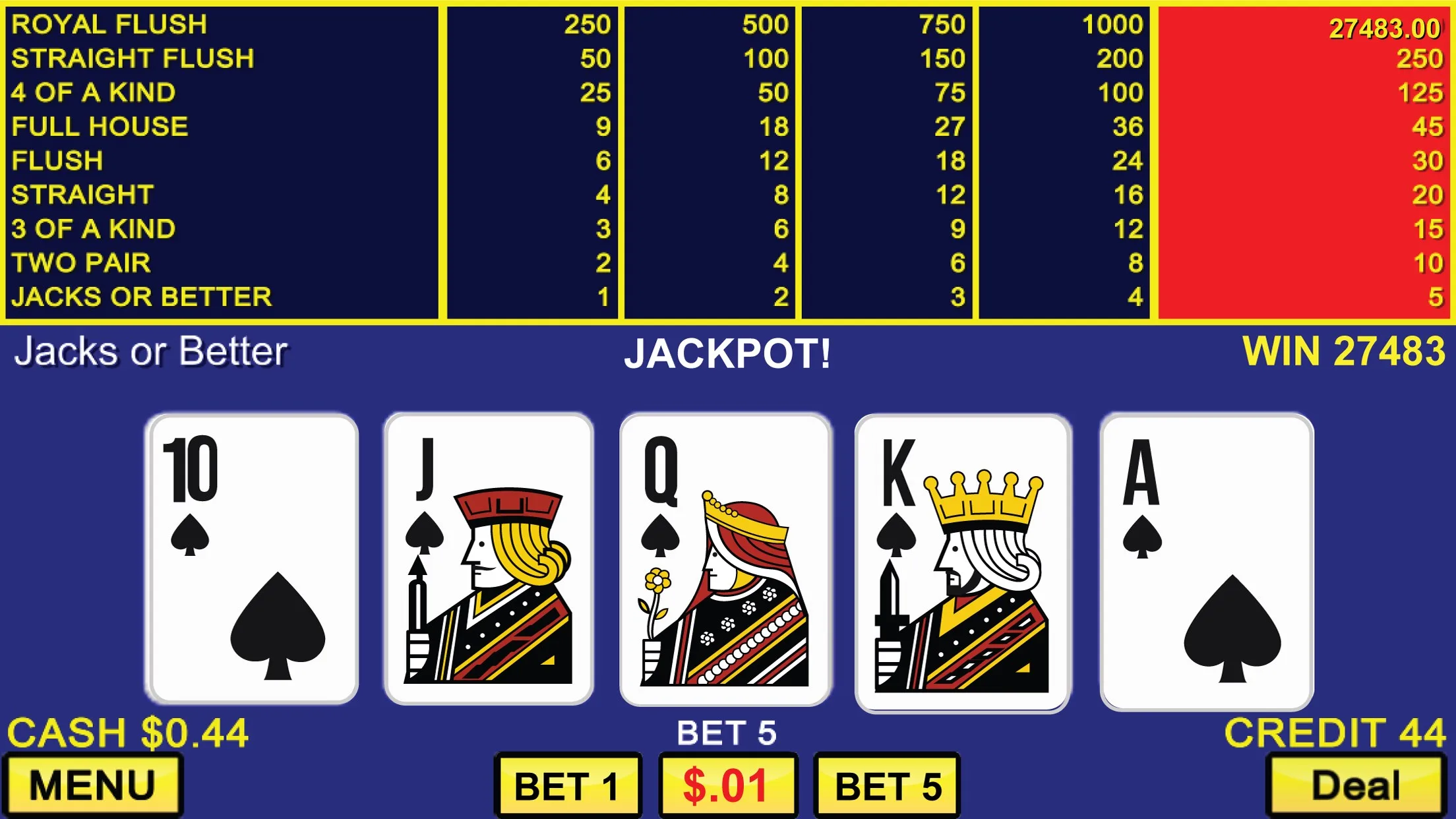 VIDEO POKER CLASSIC GAMES screenshot 1