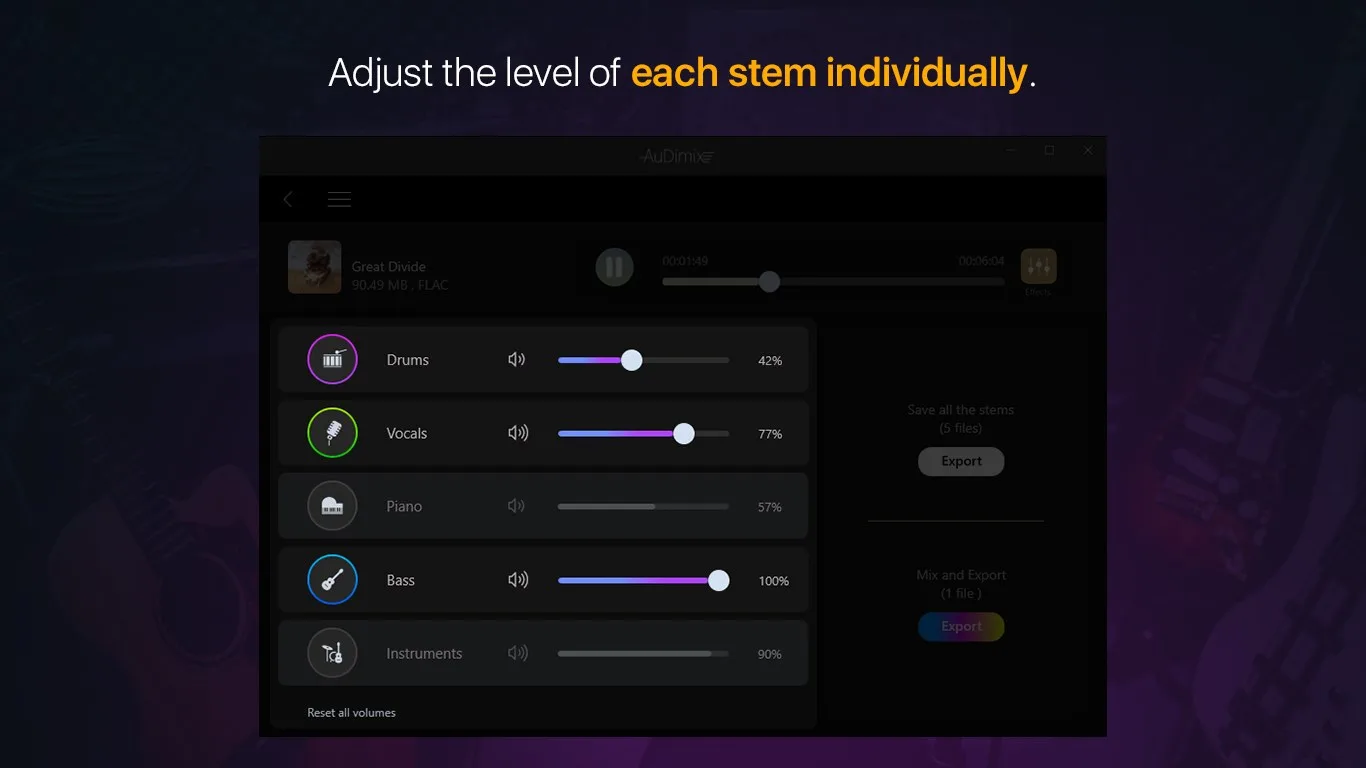 AuDimix: Vocal Remover & Song Stem Separator screenshot 5