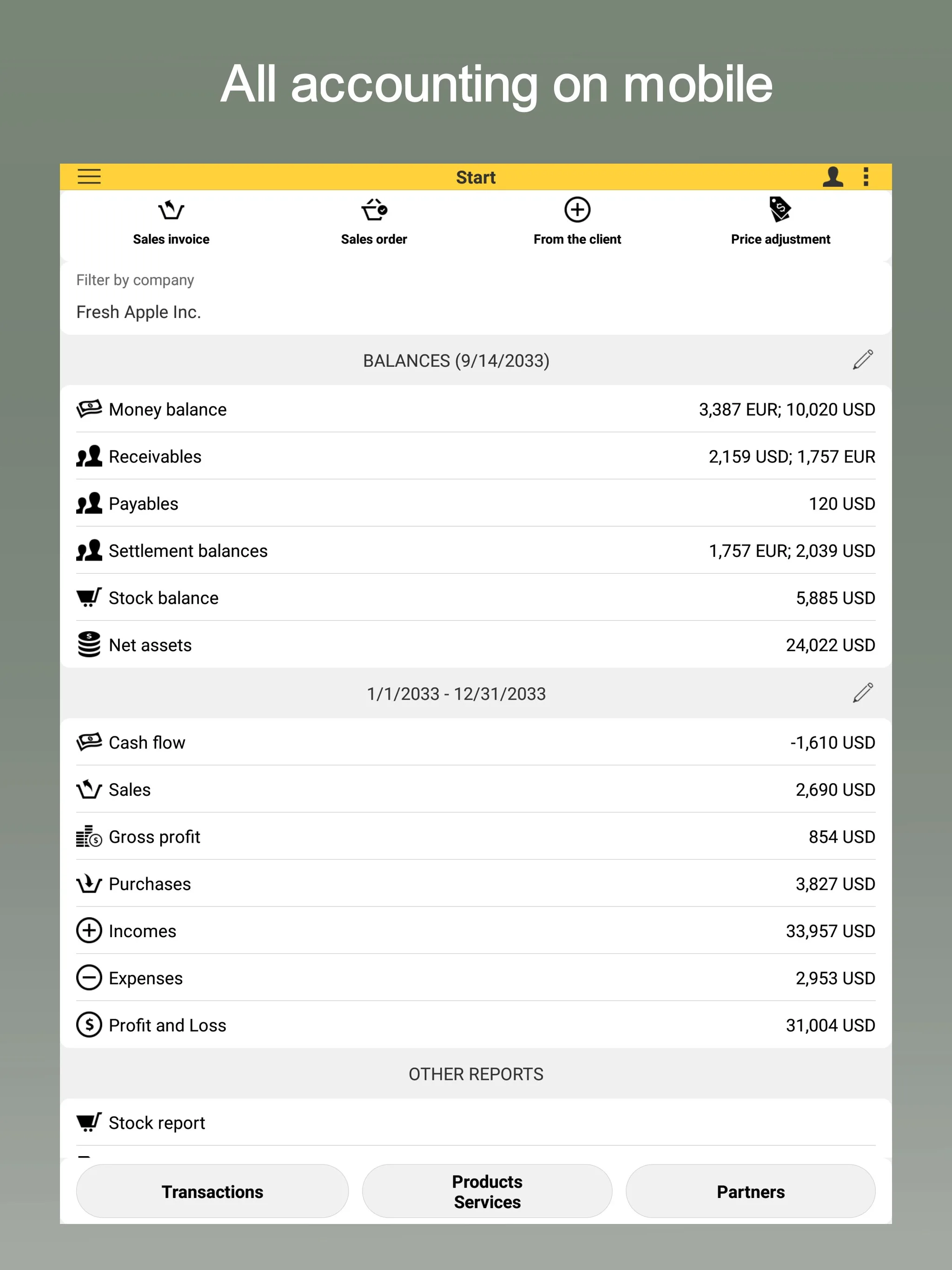 Team: Bookkeeping + Inventory + Sales tracker screenshot 1
