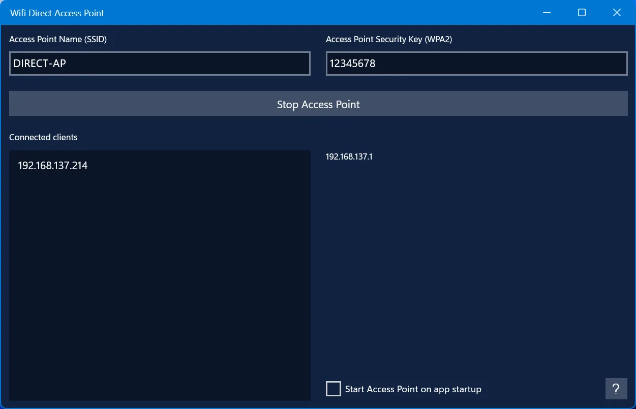 Wifi Direct Access Point screenshot 1