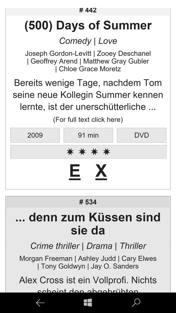 Film database screenshot 4