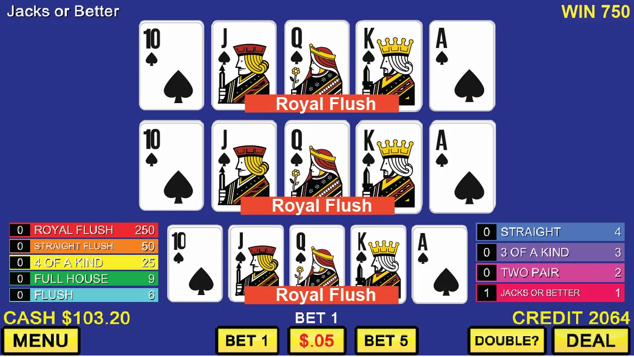 MULTI VIDEO POKER CLASSIC GAMES screenshot 4
