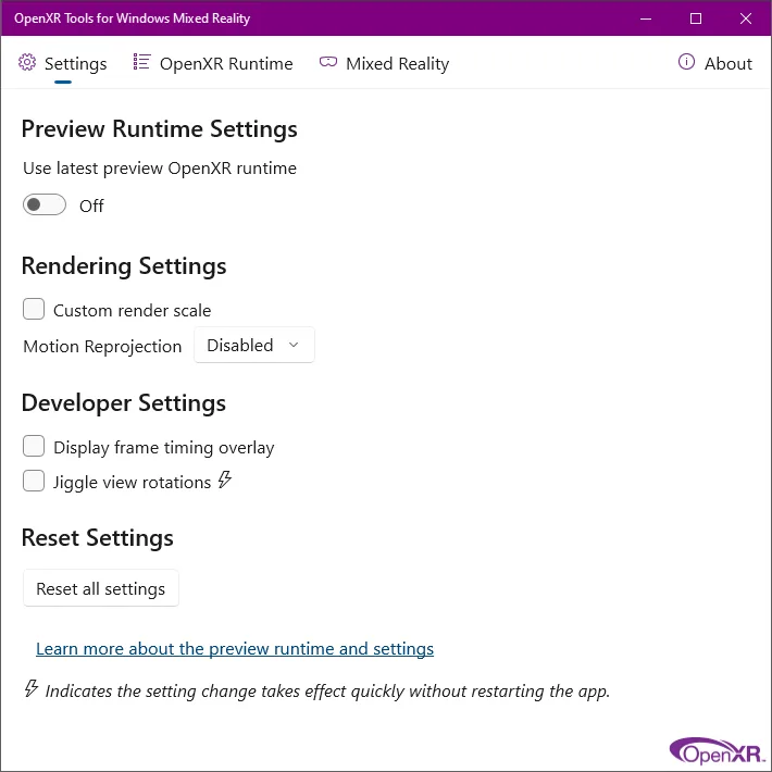 OpenXR Tools for Windows Mixed Reality screenshot 2