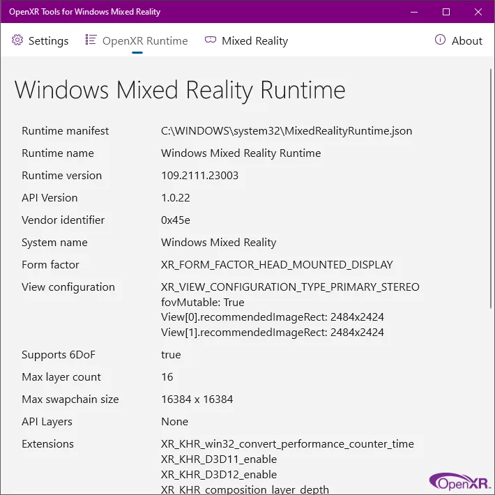 OpenXR Tools for Windows Mixed Reality screenshot 3
