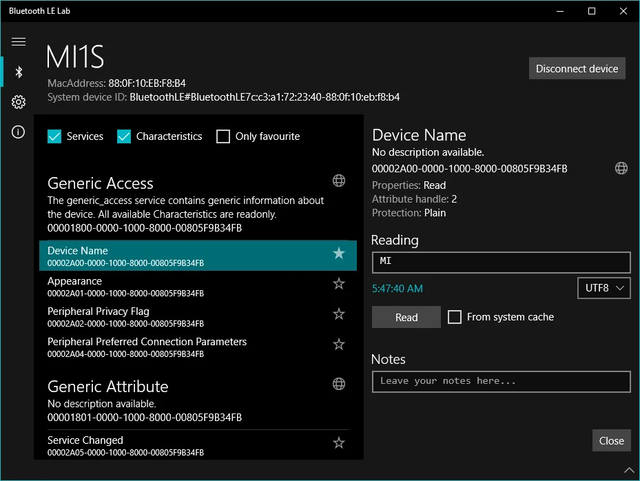Bluetooth LE Lab screenshot 2