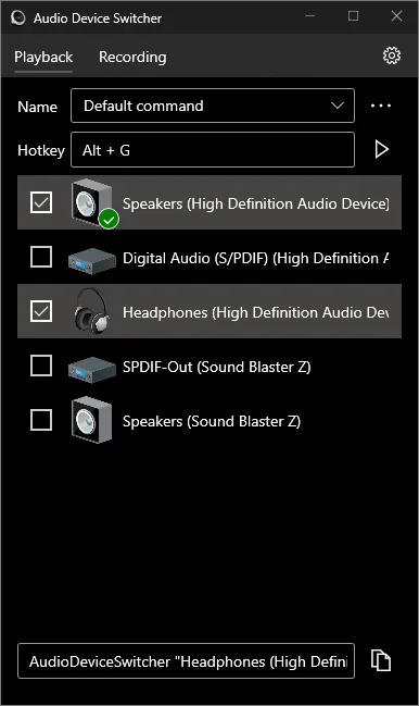 Audio Device Switcher screenshot 1