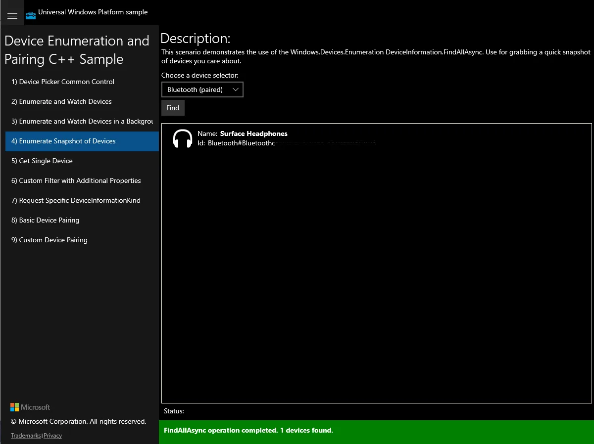 Device Enumeration and Pairing screenshot 1
