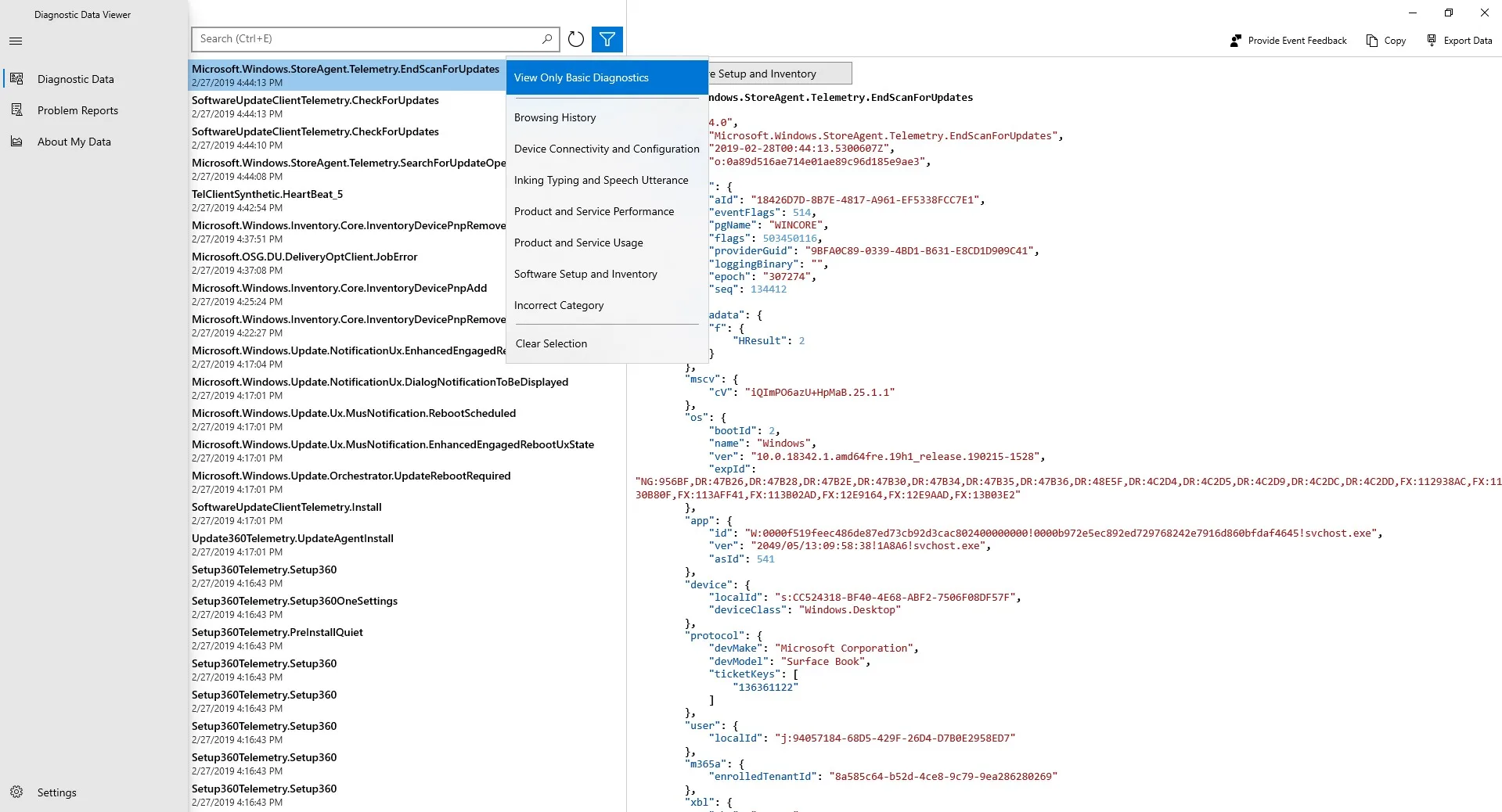 Diagnostic Data Viewer screenshot 2