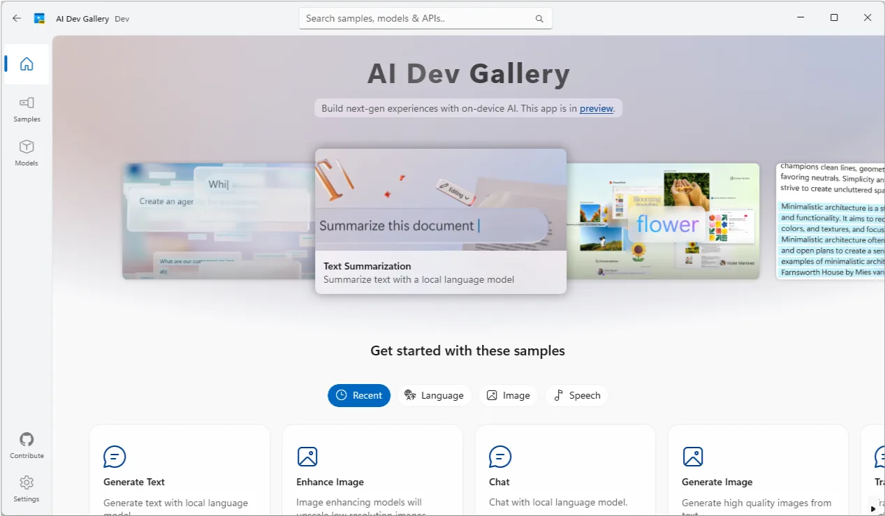 AI Dev Gallery (Preview) screenshot 1