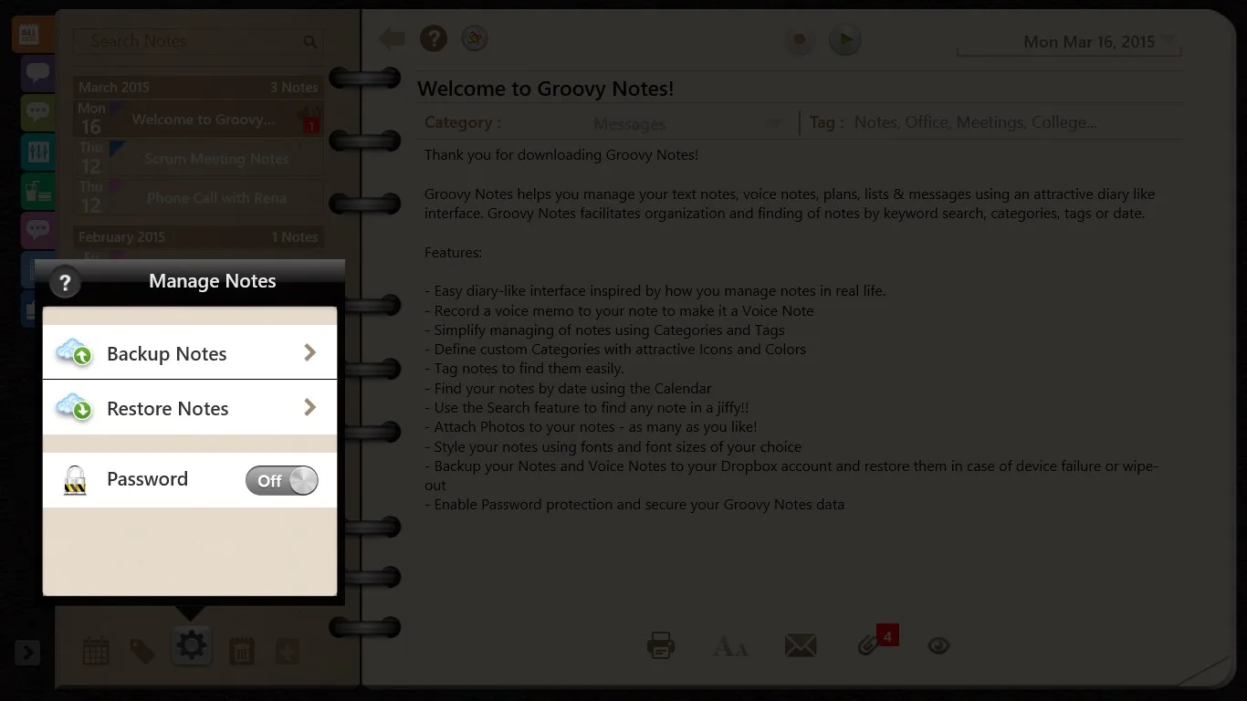Groovy Notes - A Digital Organizer screenshot 3