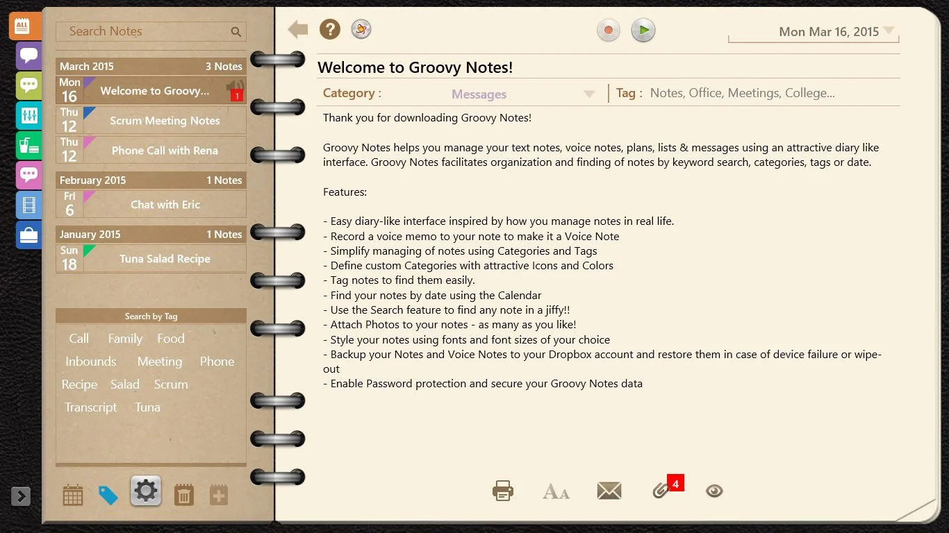 Groovy Notes - A Digital Organizer screenshot 5