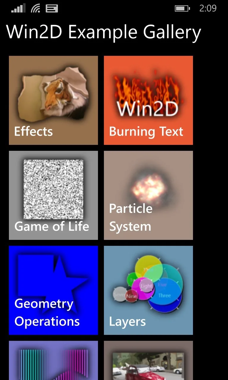 Win2D Example Gallery screenshot 1