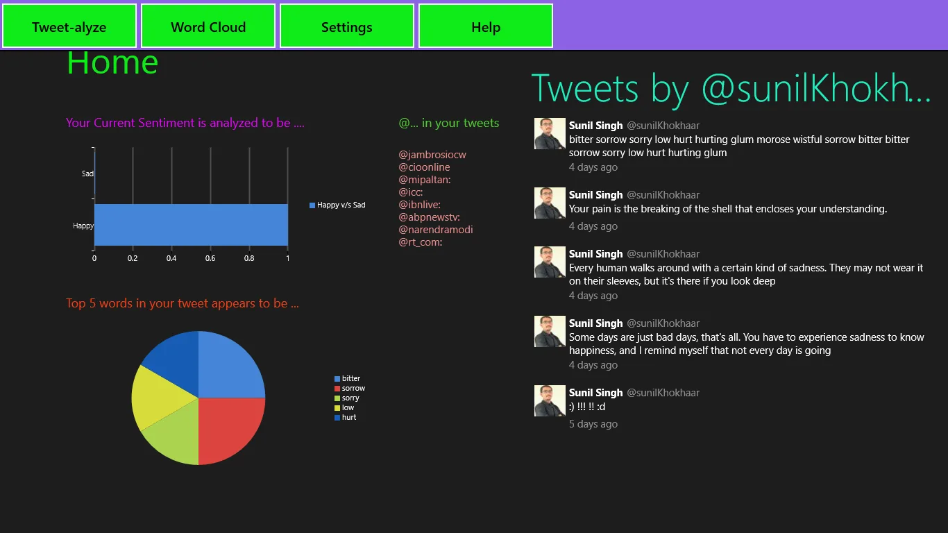 SentiTweet screenshot 2