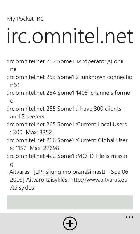 Pocket IRC screenshot 1