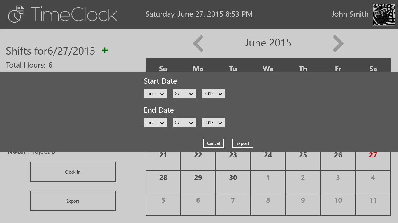 Timeclock screenshot 2
