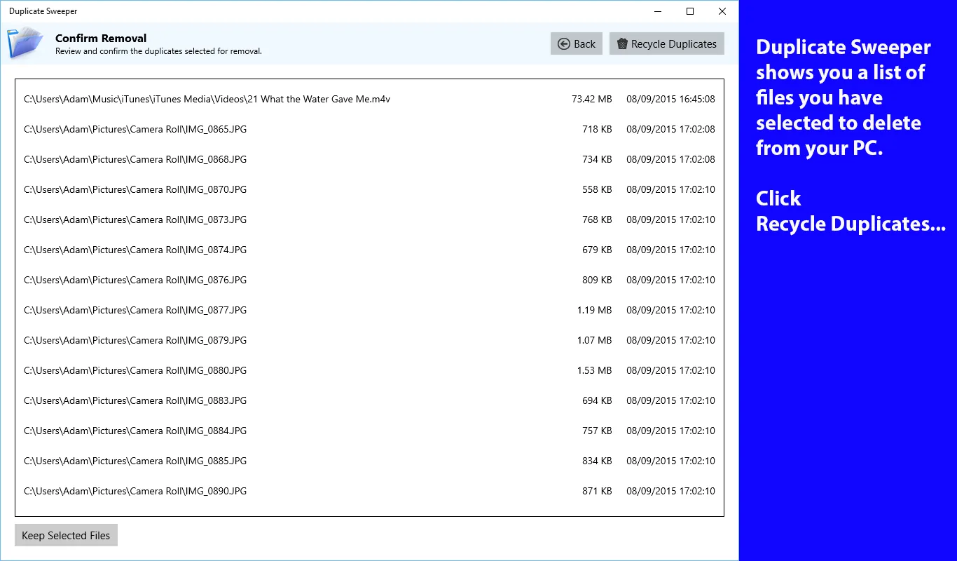 Duplicate Sweeper screenshot 1