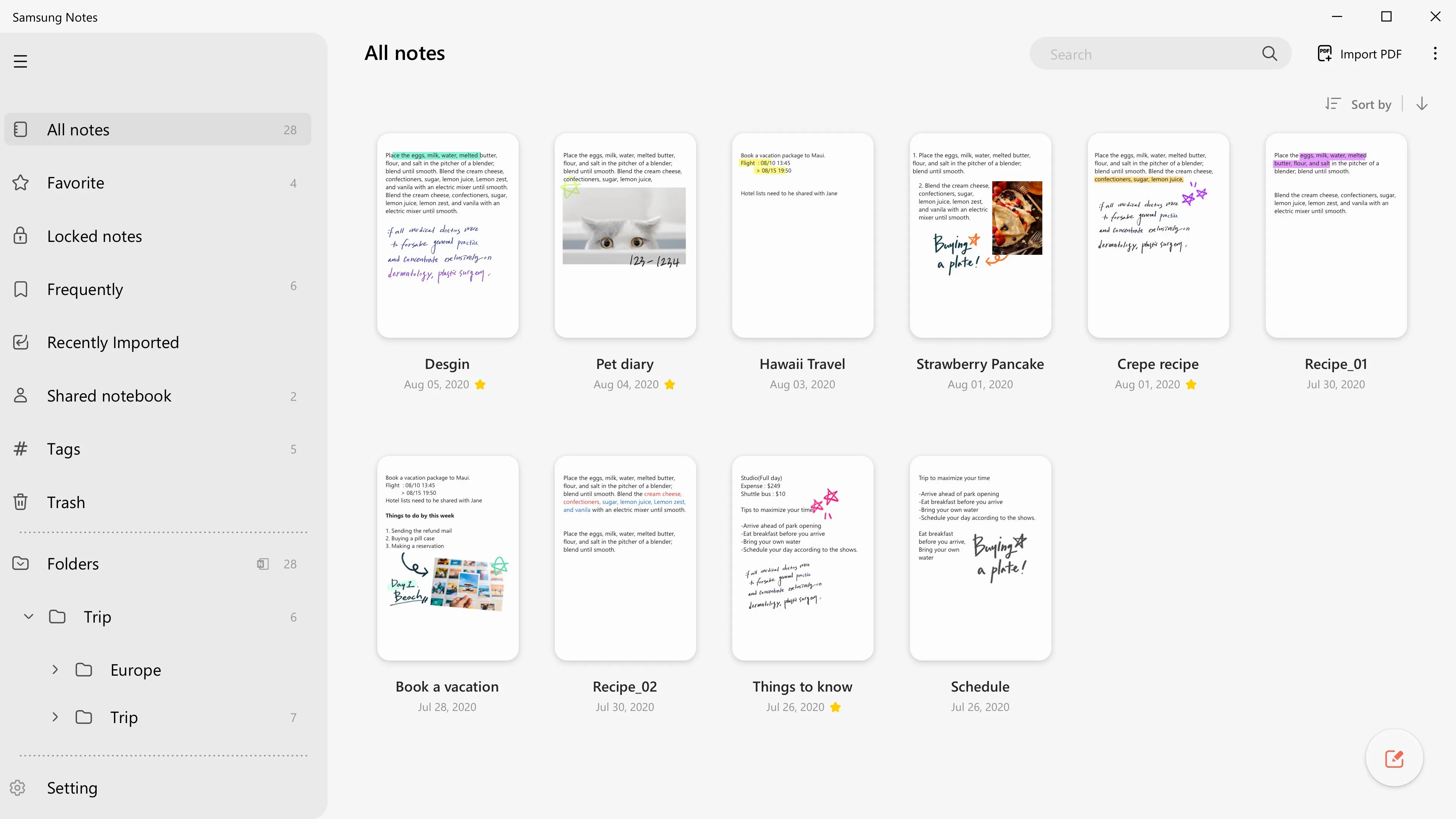 Samsung Notes screenshot 1