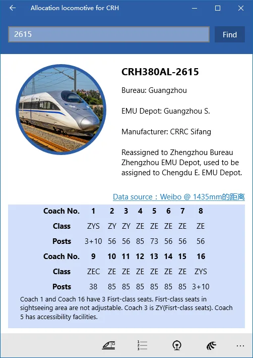Allocation locomotive Information Search for CRH screenshot 4