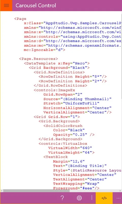 Windows App Studio UWP Samples screenshot 1