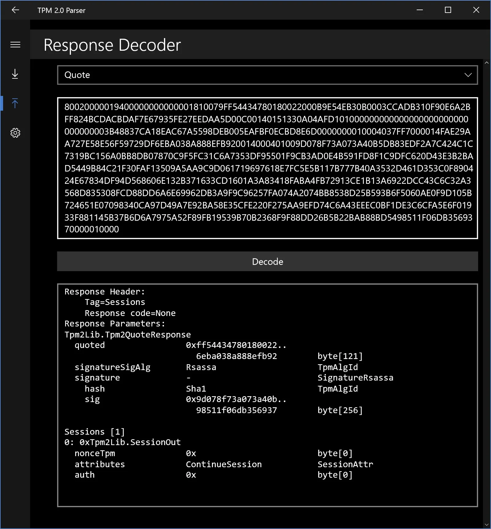 TPM 2.0 Parser screenshot 1