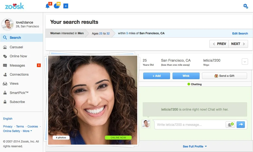 Zoosk screenshot 1