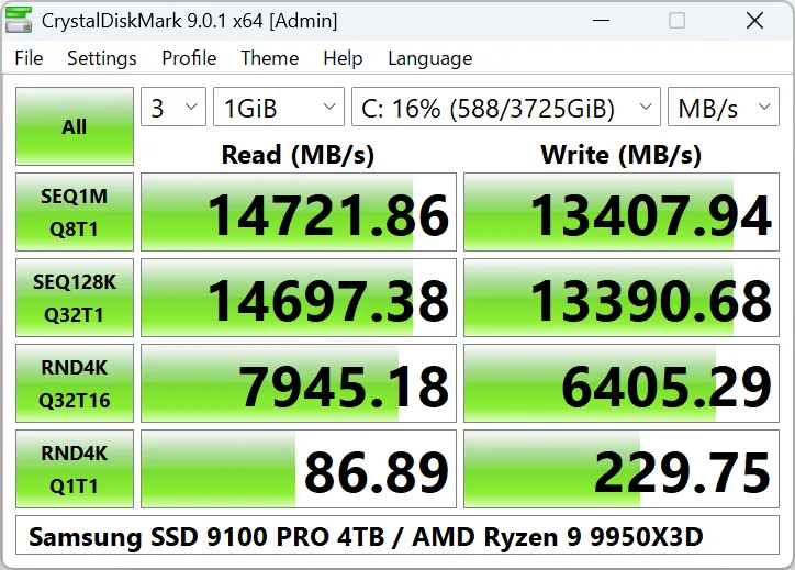 CrystalDiskMark screenshot 1