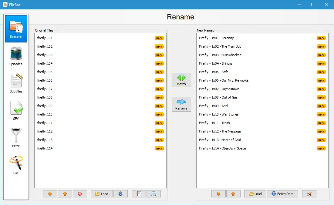 FileBot screenshot 1