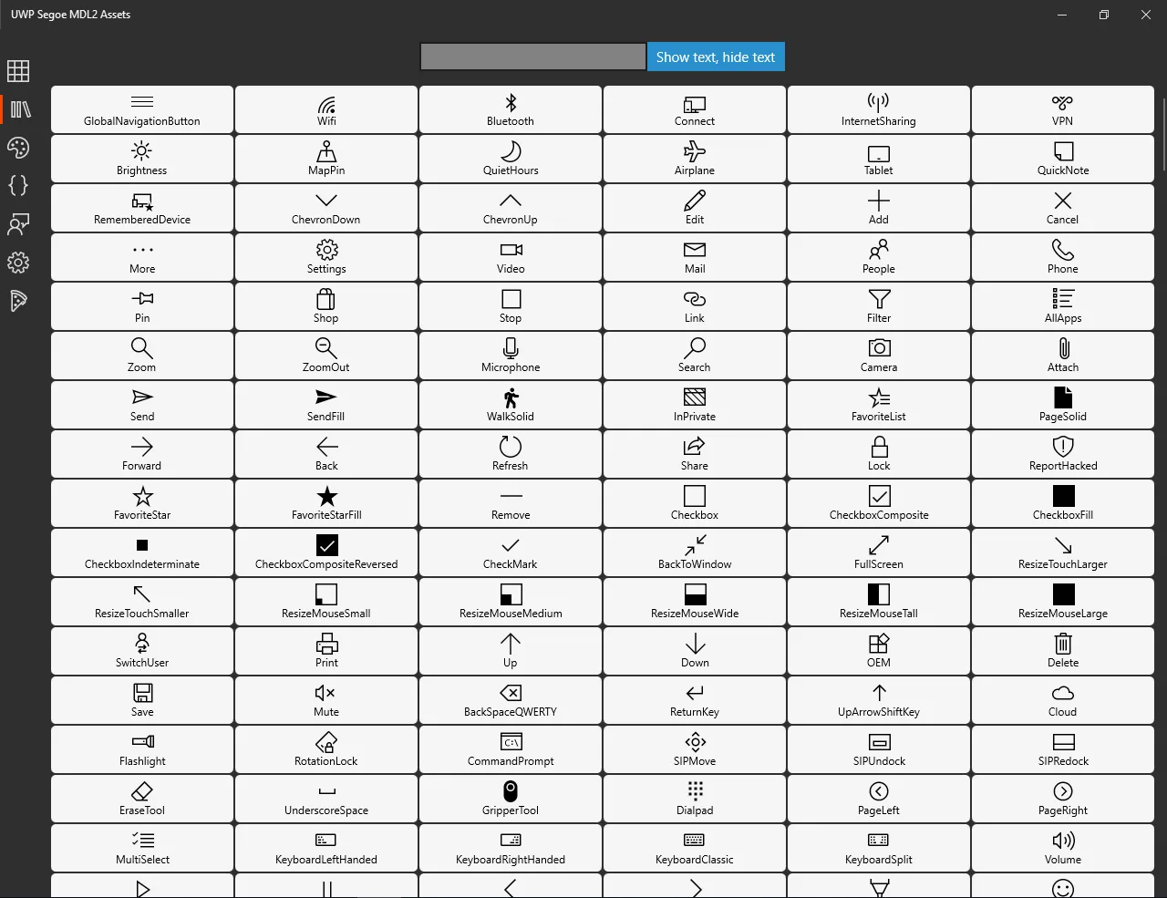 UWP Segoe MDL2 Assets screenshot 2