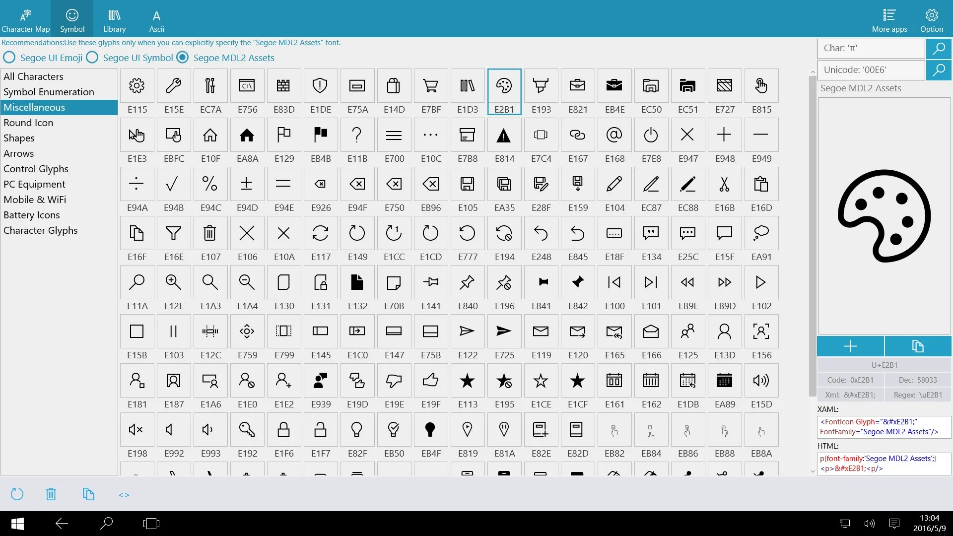 UI Character Map screenshot 3