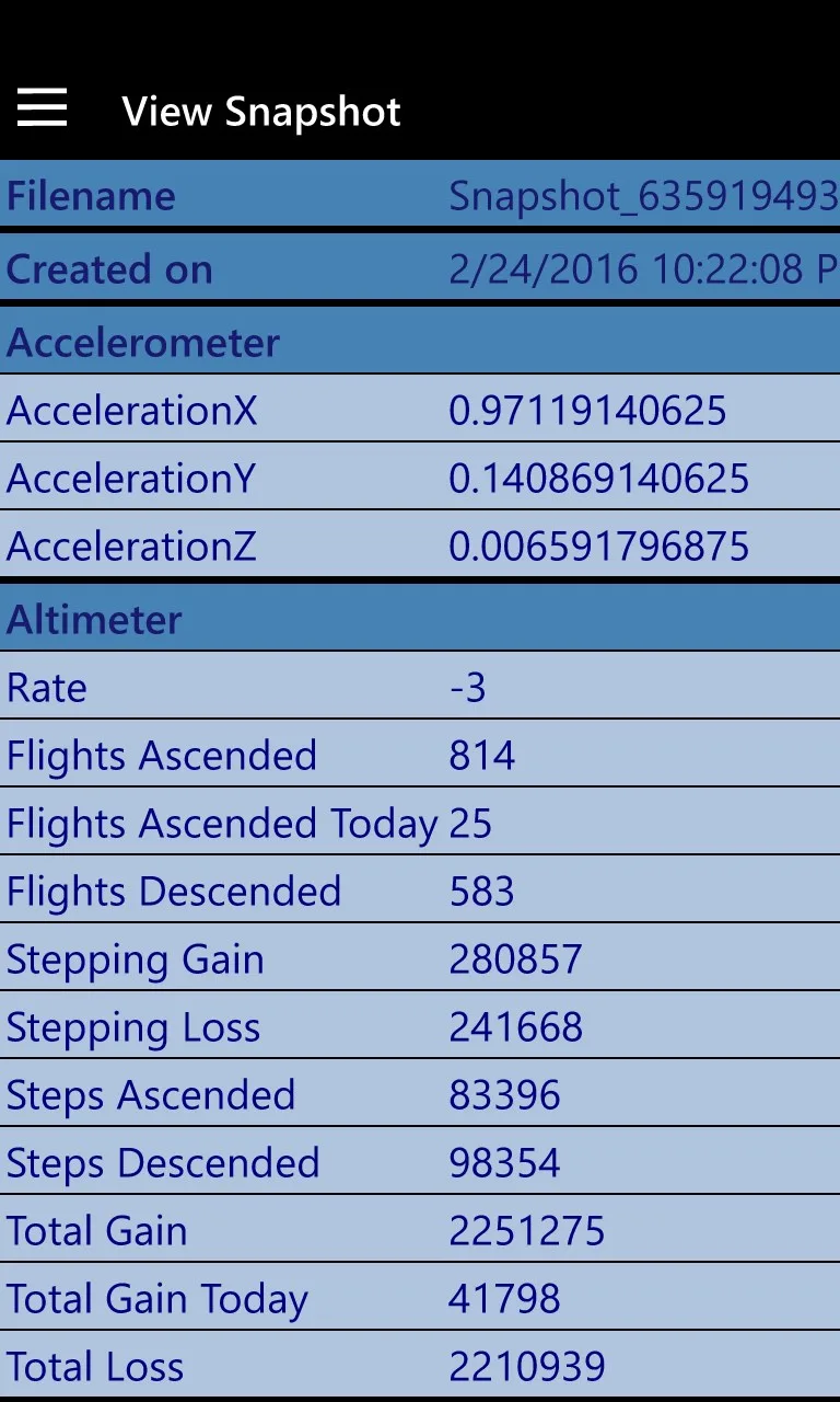 Band Sensor Readings screenshot 3