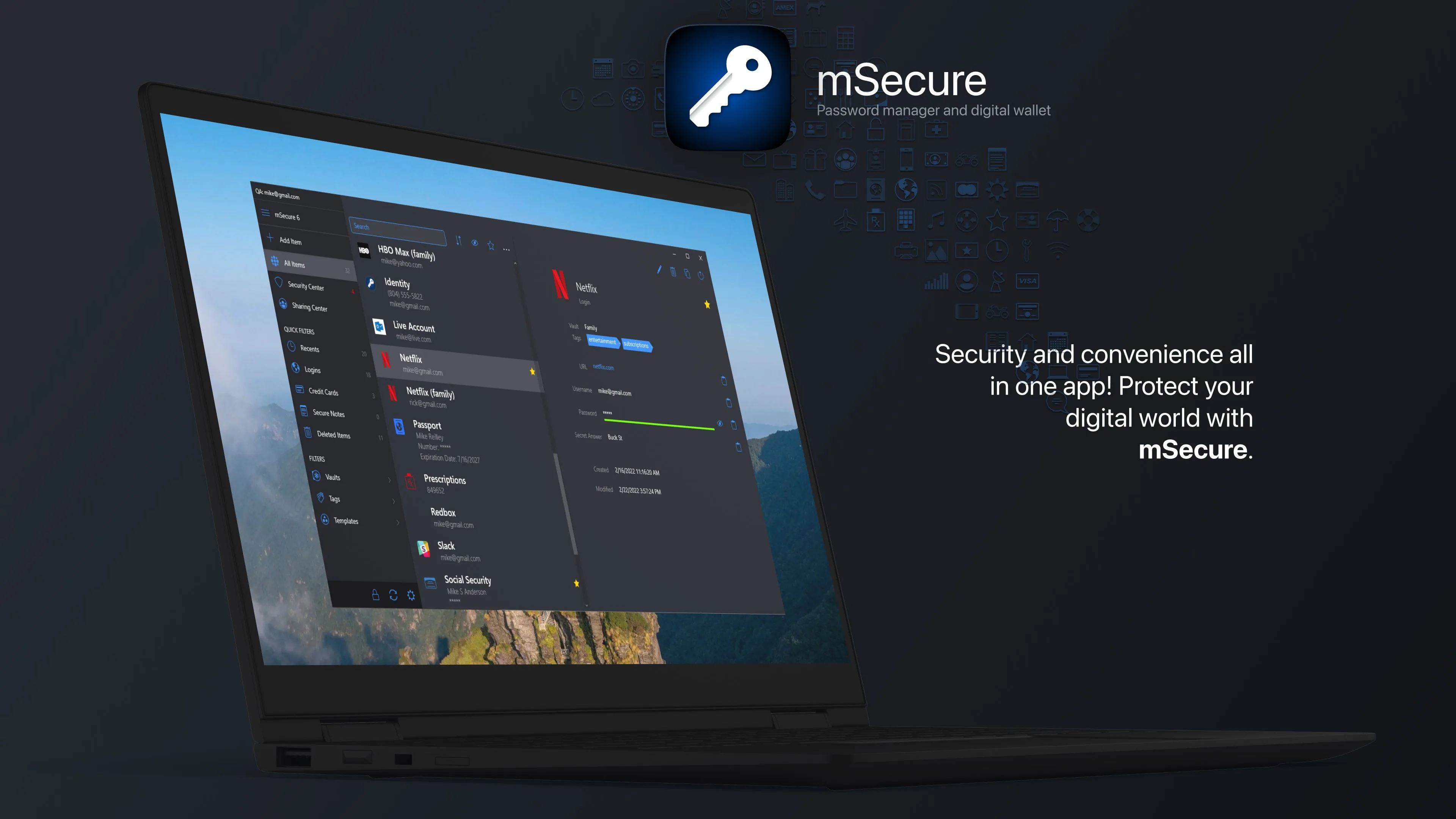 mSecure - Password Manager and Digital Wallet screenshot 2