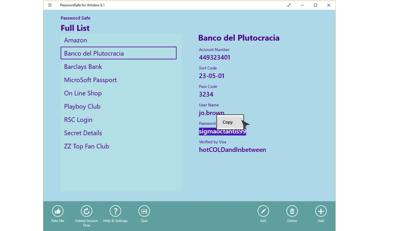 PasswordSafe 8.1 screenshot 2