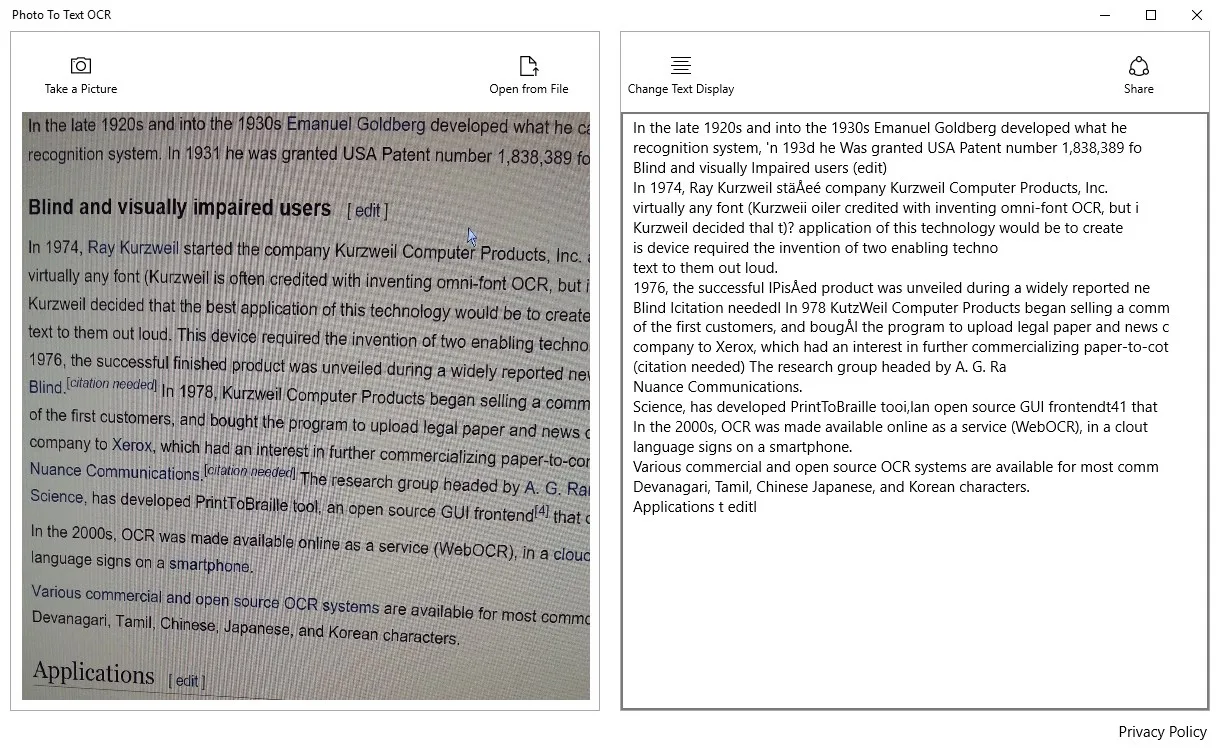 Photo to Text OCR screenshot 2