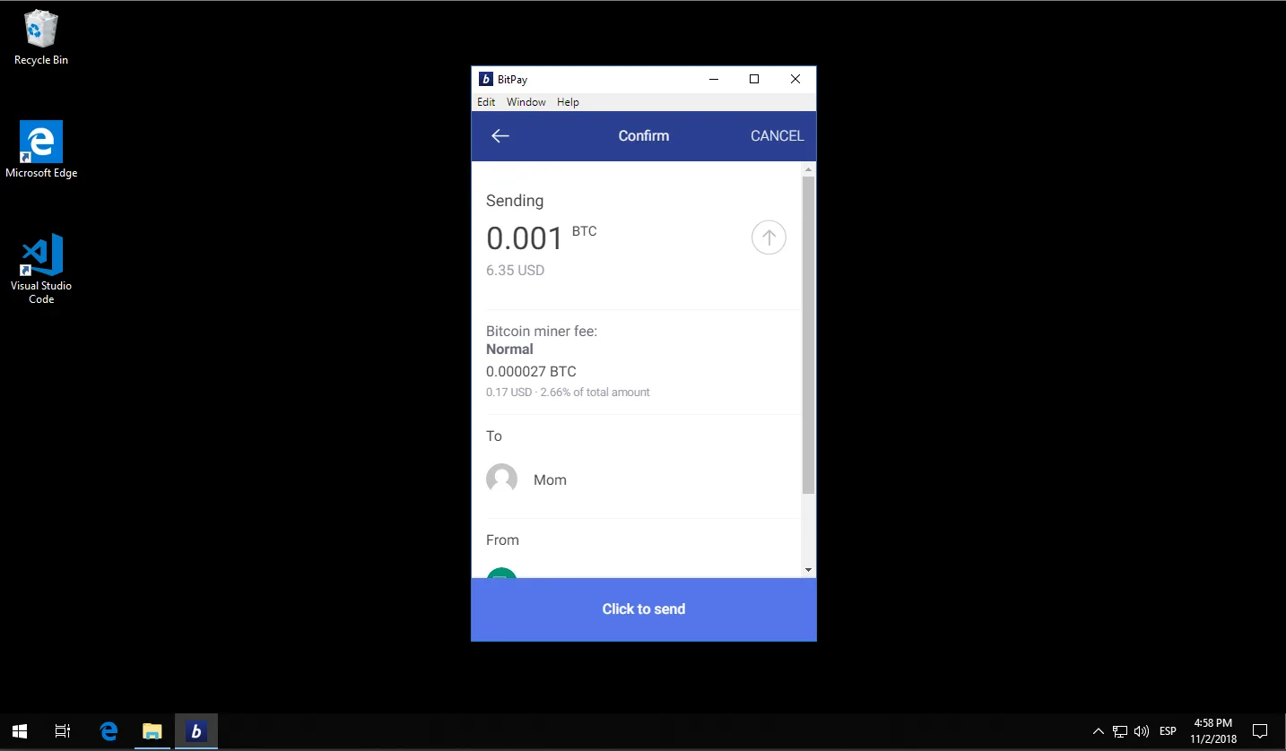 BitPay for Windows screenshot 4