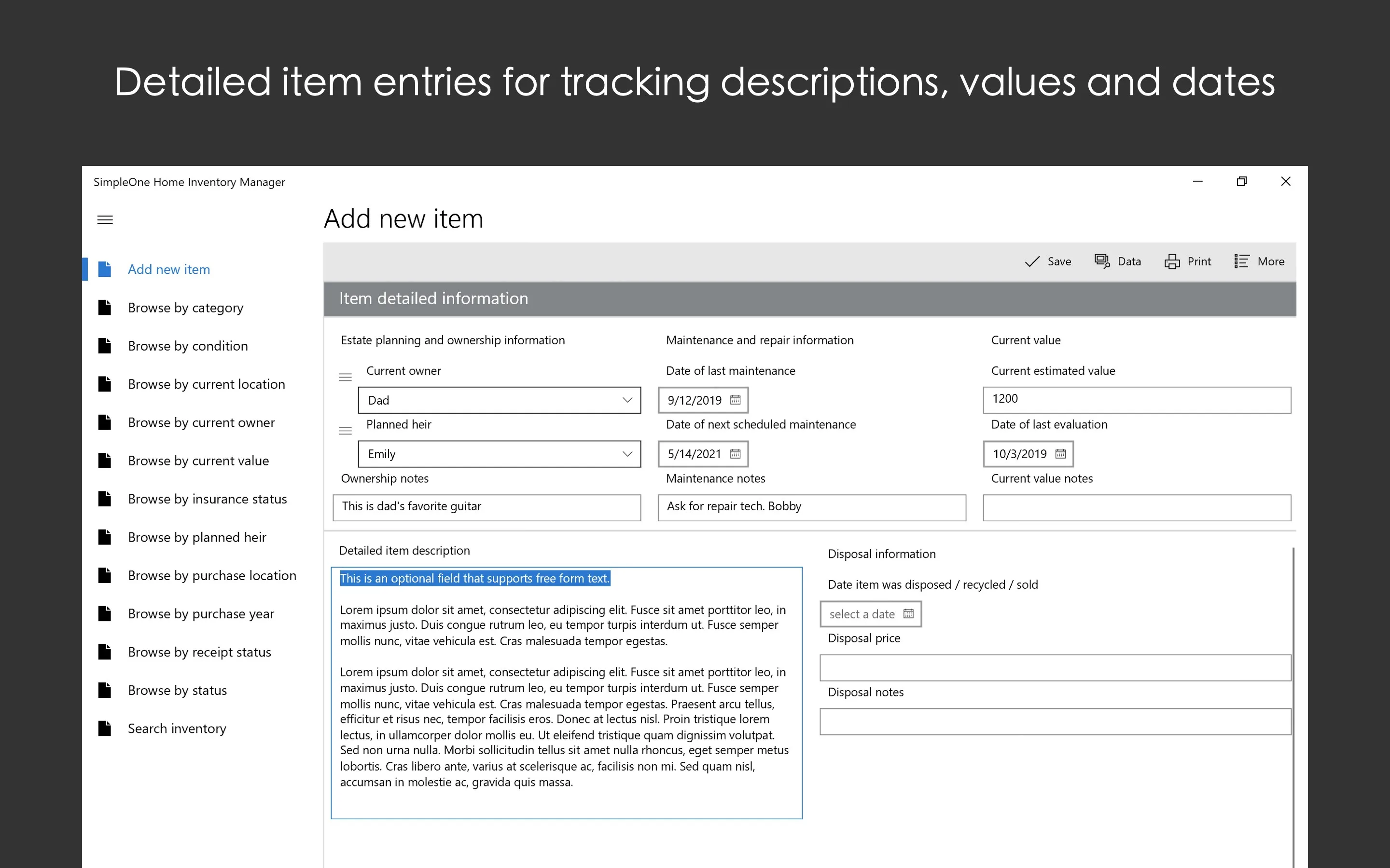 SimpleOne Home Inventory Manager screenshot 2
