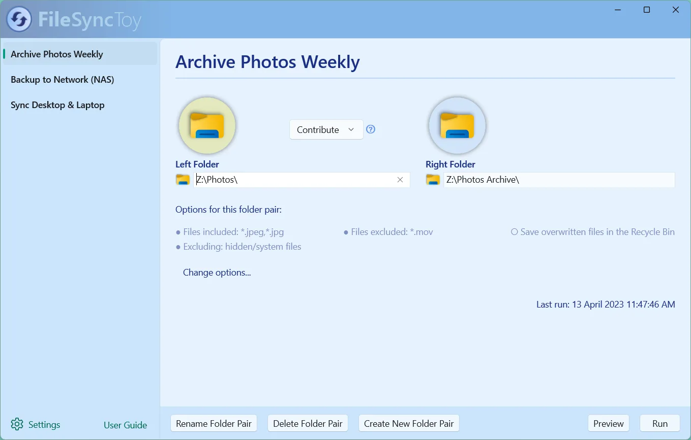 FileSyncToy screenshot 1