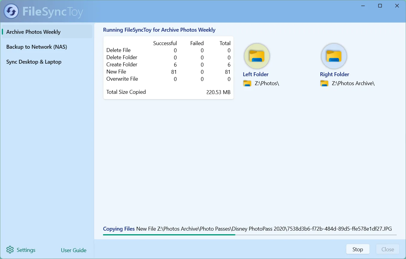 FileSyncToy screenshot 3