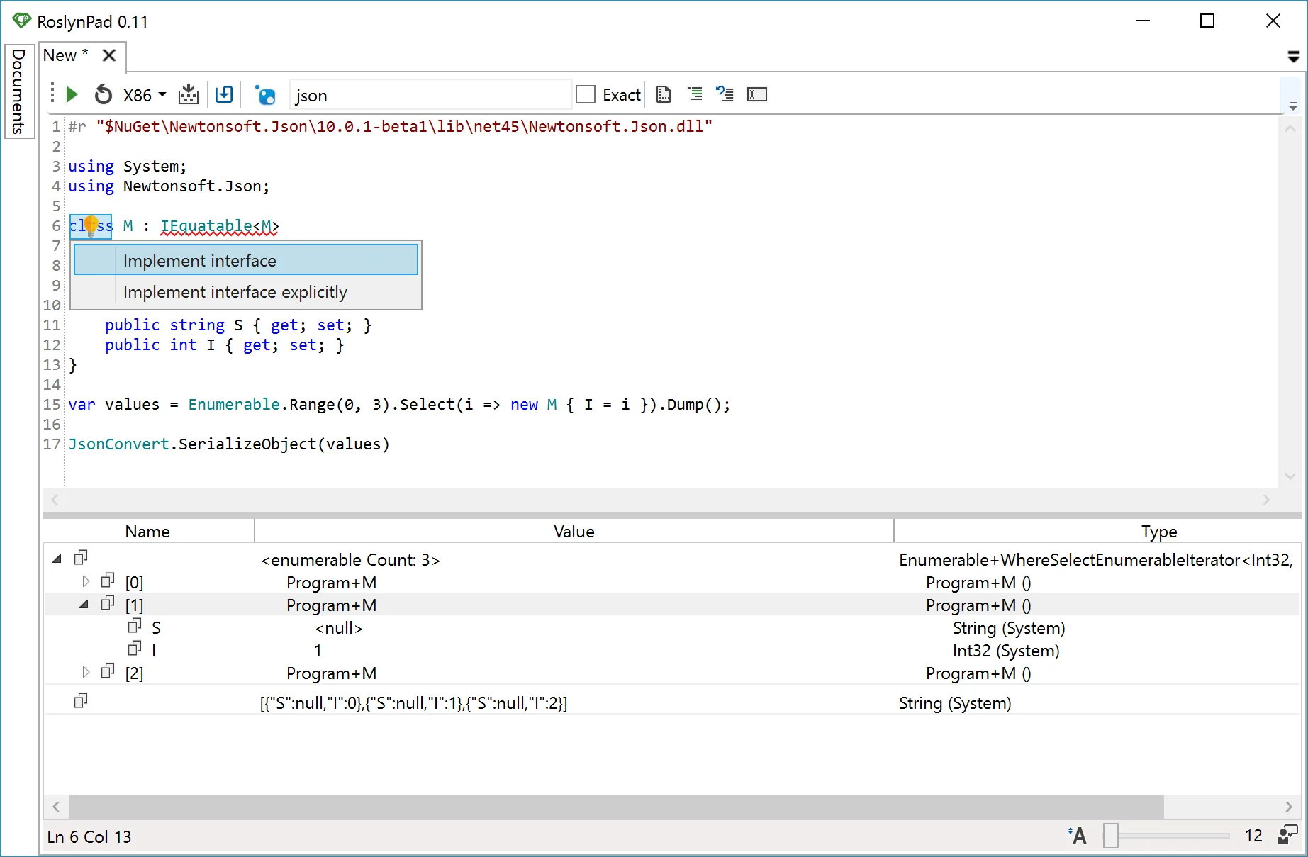 RoslynPad screenshot 2