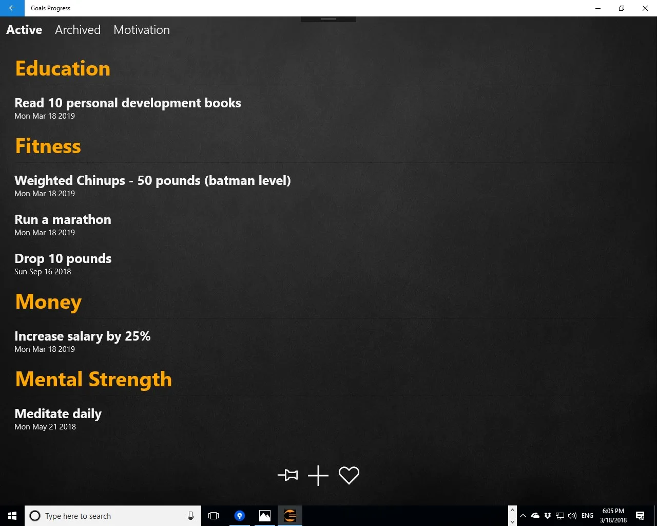 Progressive Goals screenshot 1