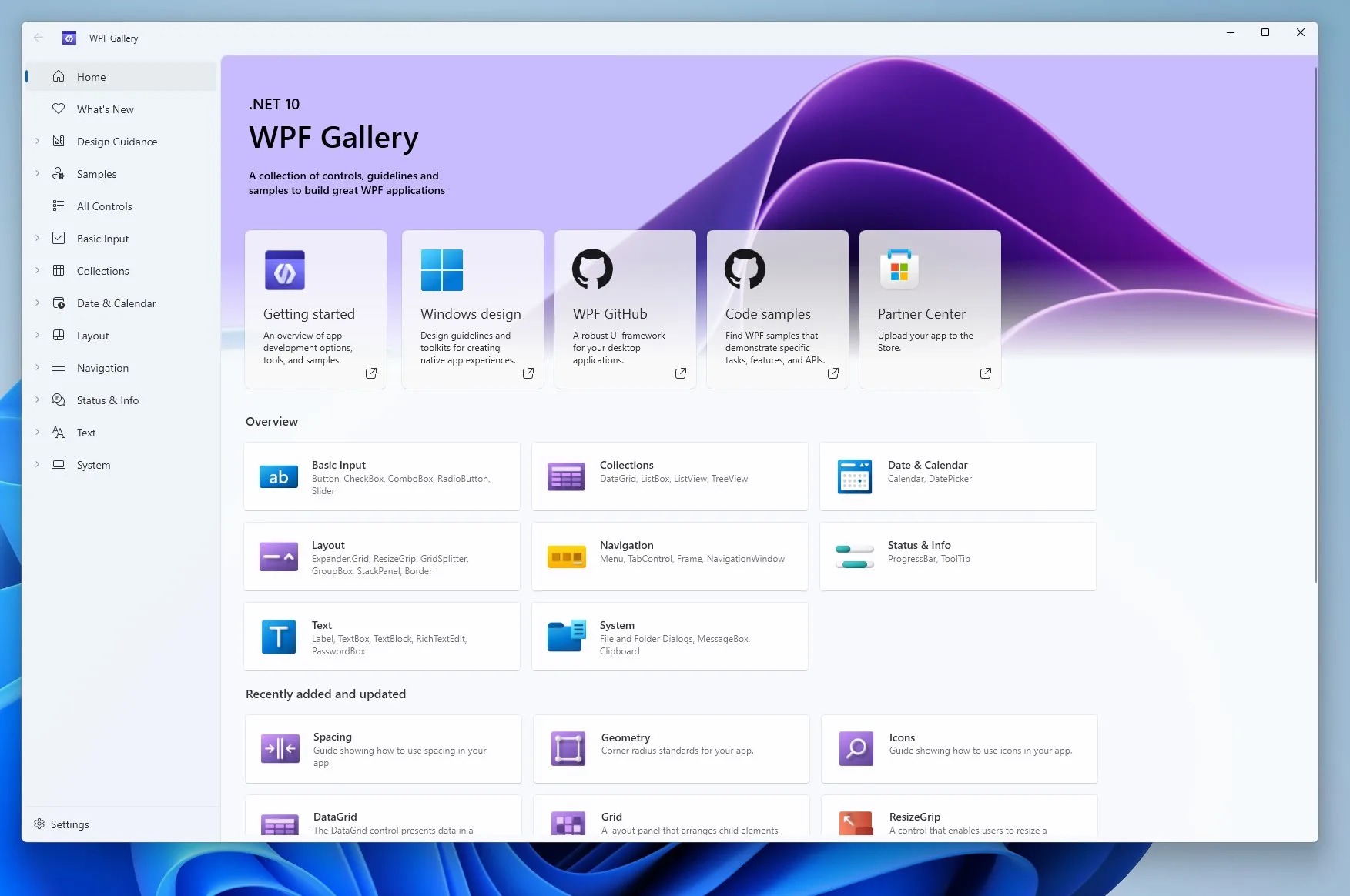 WPF Gallery screenshot 1
