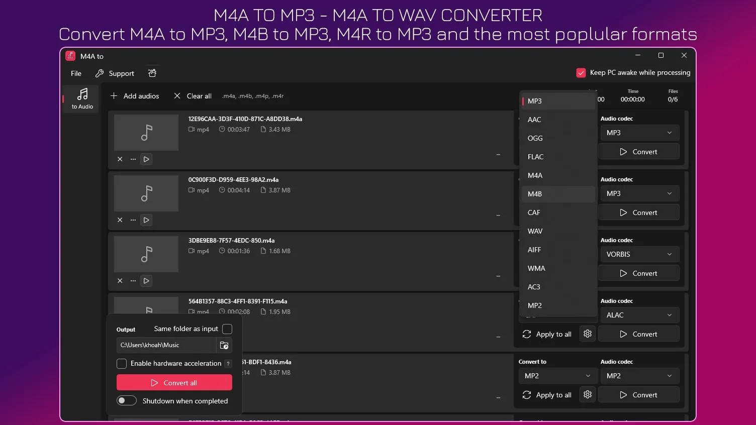 M4A to MP3 - M4A to WAV screenshot 1
