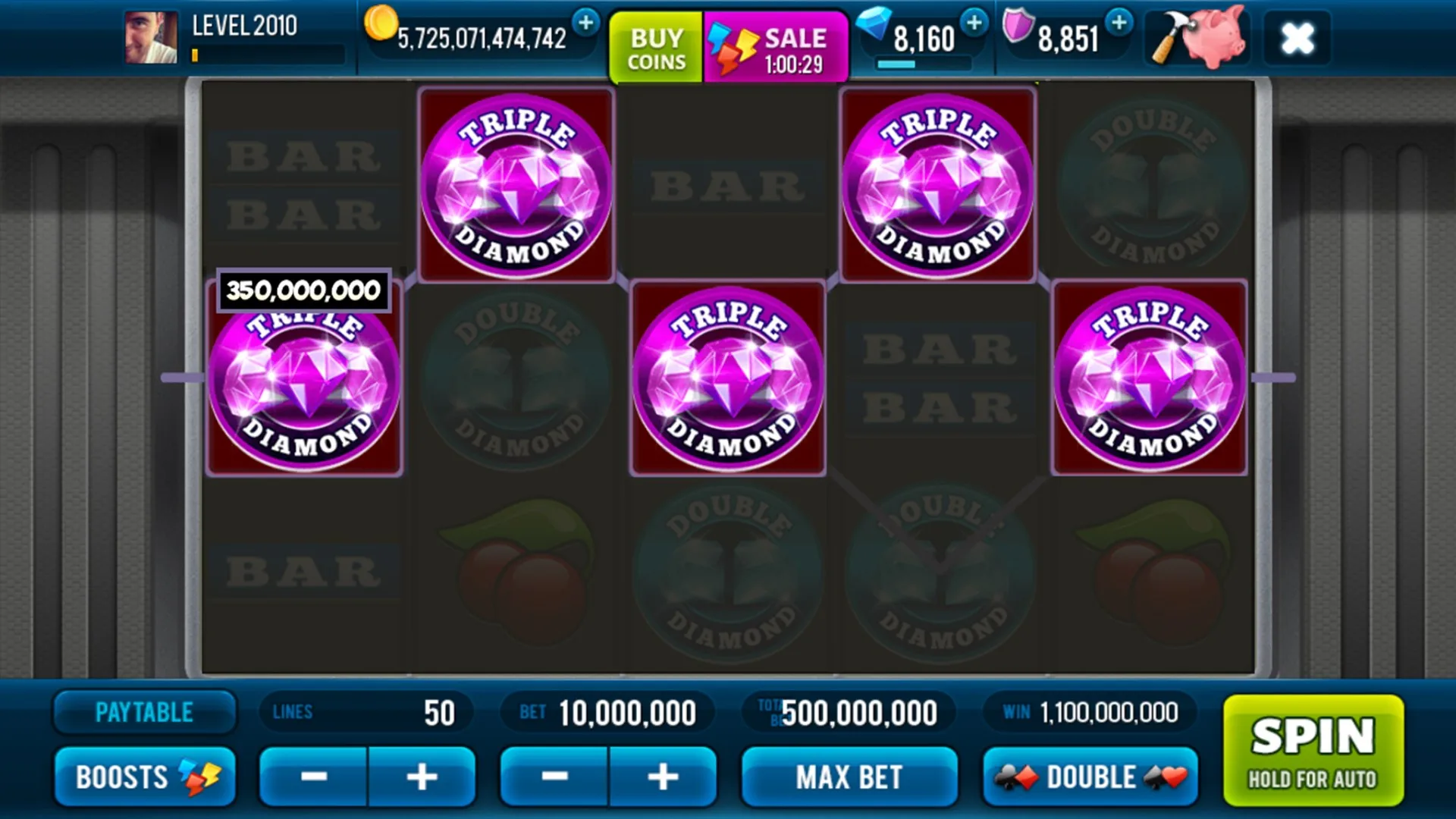 Pink 3 Diamonds Slots screenshot 1