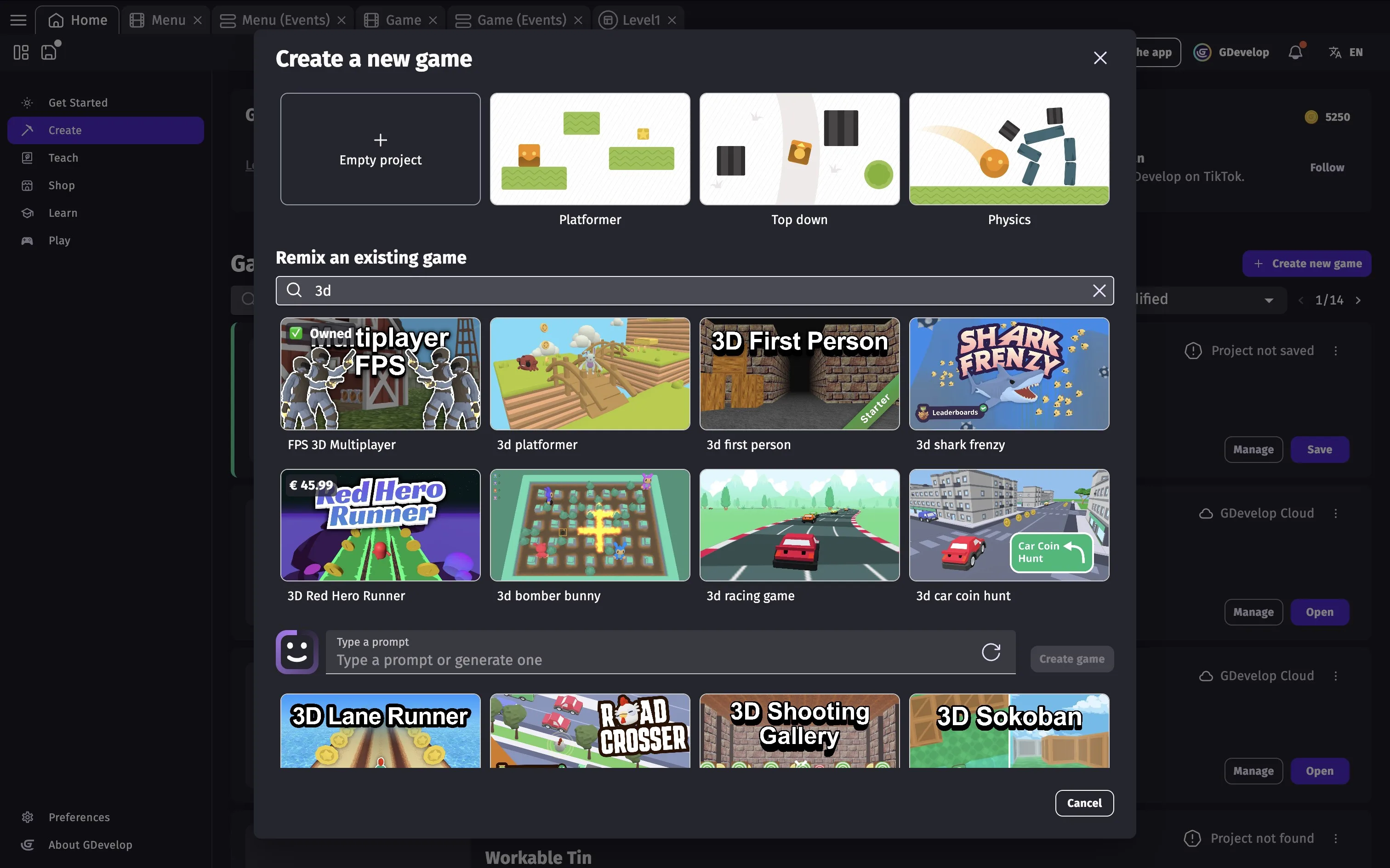 GDevelop screenshot 1