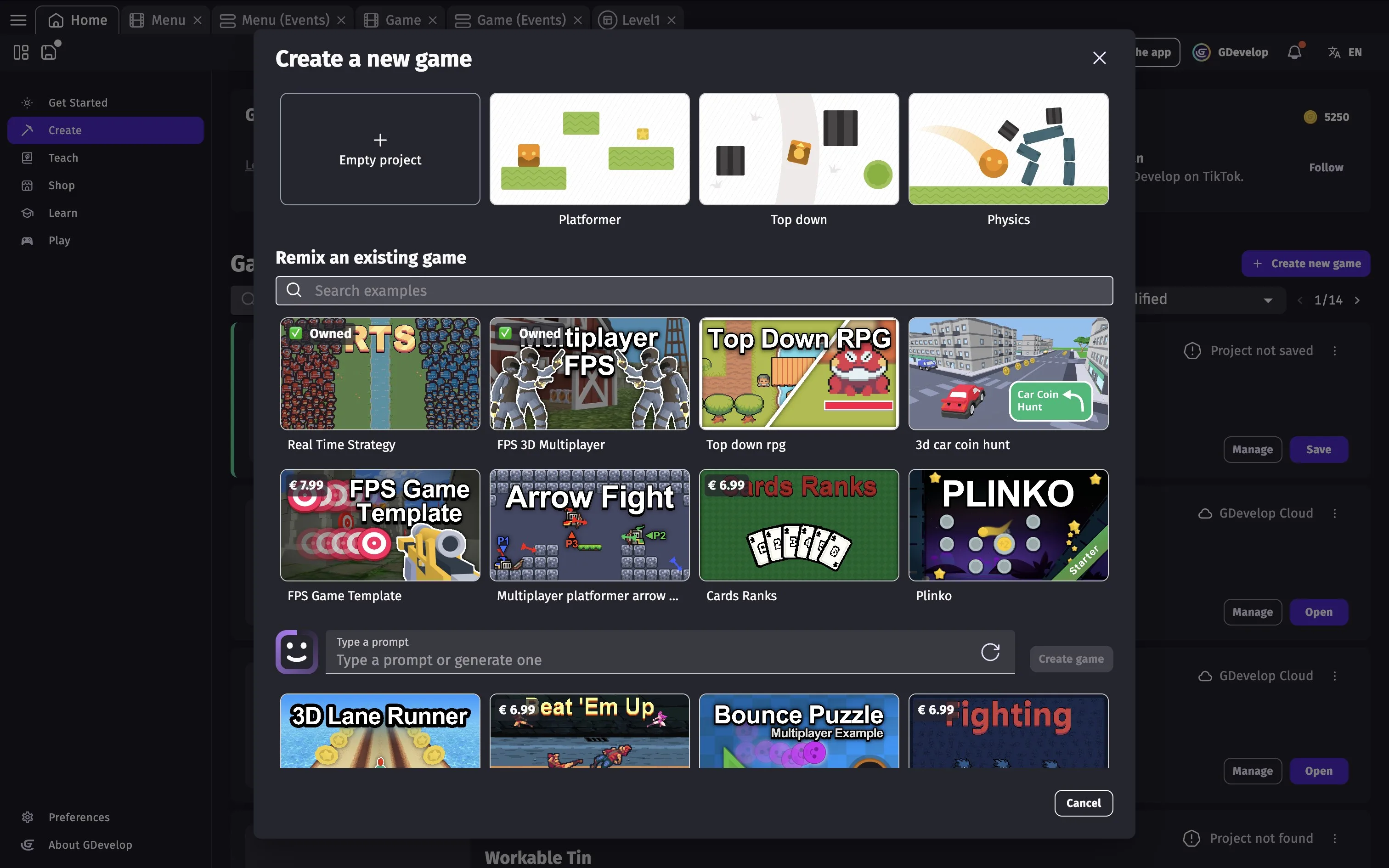 GDevelop screenshot 4