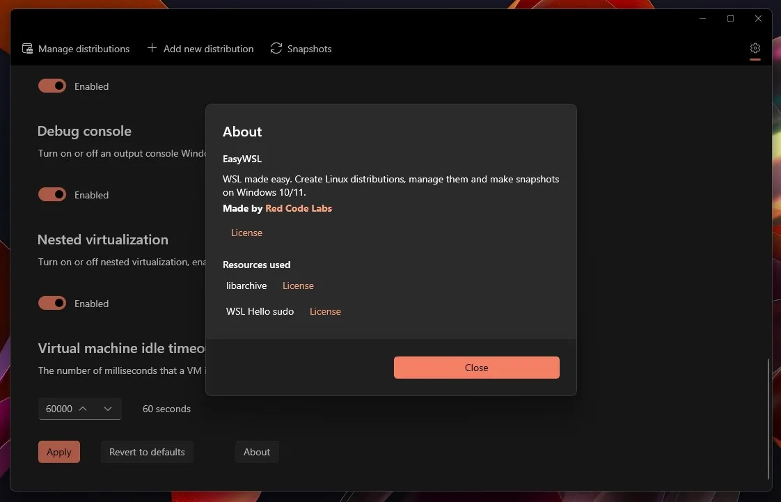 easyWSL screenshot 5