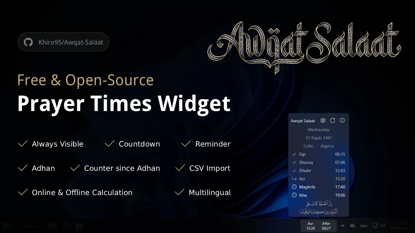 Awqat Salaat WinUI screenshot 1