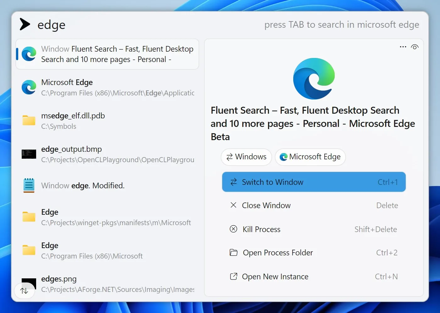 Fluent Search screenshot 1