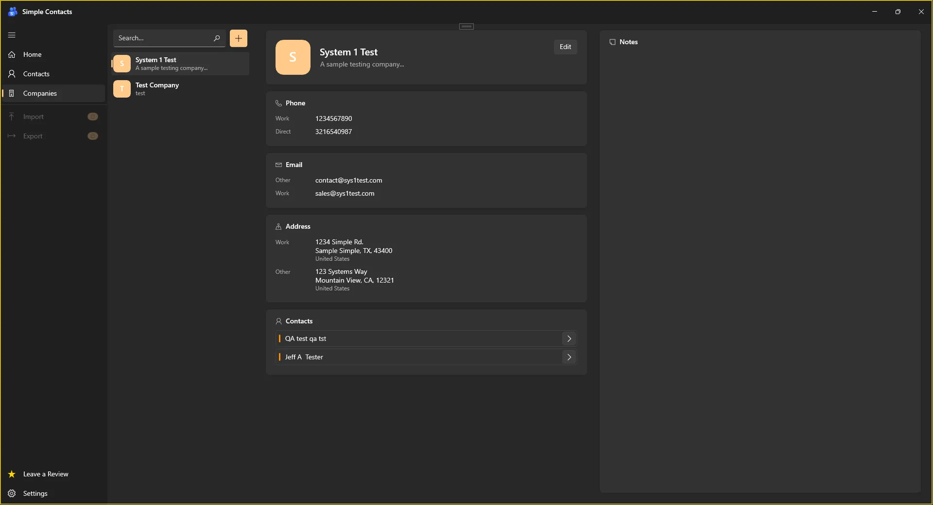 Simple Contacts screenshot 1